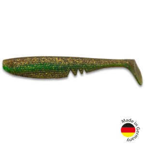 Виброхвост IRON CLAW Moby Softbaits RACKER SHAD UV Non Toxic / Motoroil Chartreuse Innercore Luminous