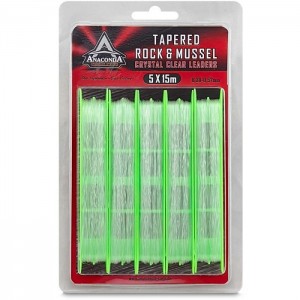 Шок-лидер конусный ANACONDA Tapered Rock & Mussel Leaders - 5x15m / 0.30-0.57mm - Invisible Clear
