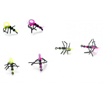 Готовая оснастка для Zig Rig PB Products ZIG INSECTS Super Strong №10 - Yellow/Pink - 4шт.