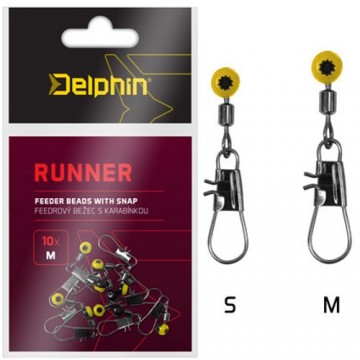 Бусина с карабином Delphin RUNNER Feeder Runner with Snap - 10шт.