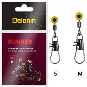 Бусина с карабином Delphin RUNNER Feeder Runner with Snap - 10шт.